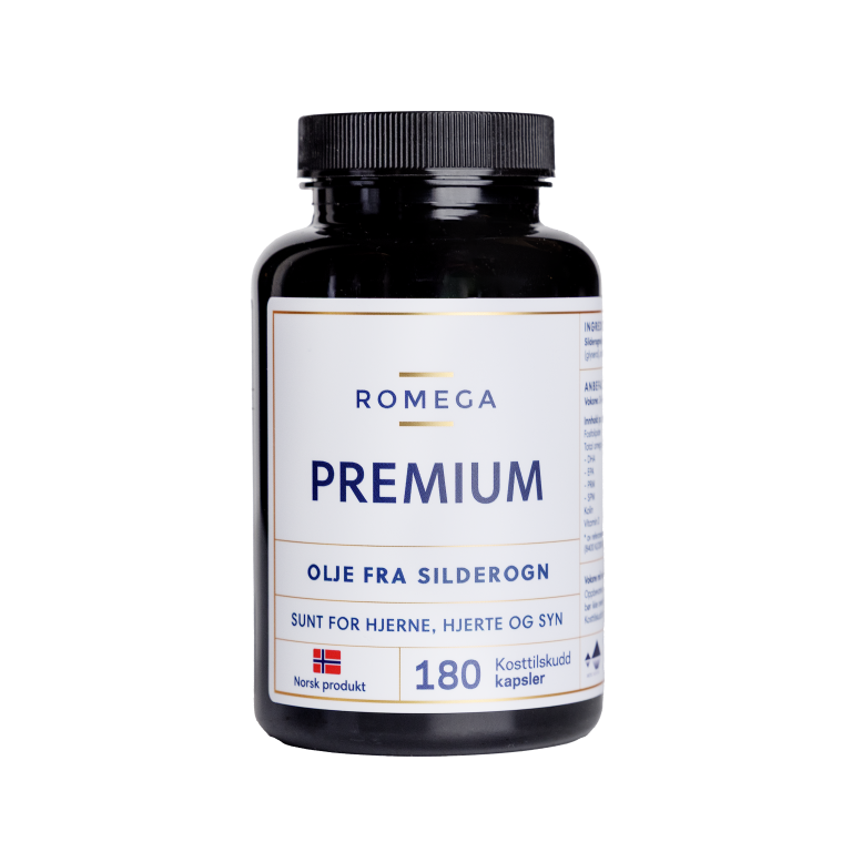 Romega omega-3-kapsler fra silderogn i transparent boks